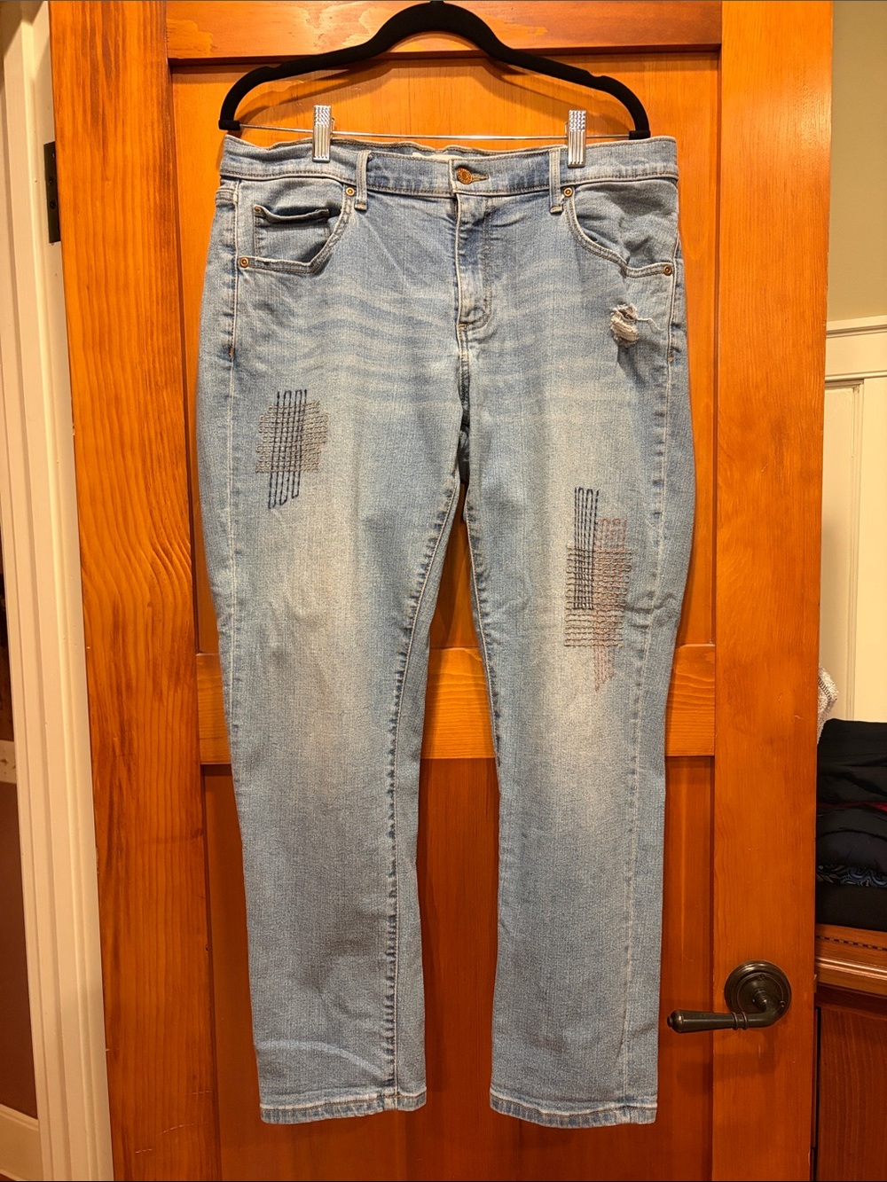 Sonoma Light Blue Straight Leg Jeans with Stitch Patch Detail